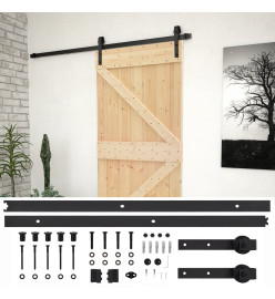 Porte coulissante avec kit de quincaillerie 90x210cm Pin massif