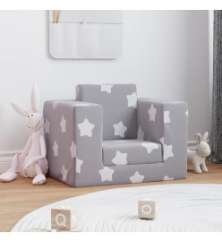 Canapé-lit pour enfants Gris clair avec étoiles Peluche douce