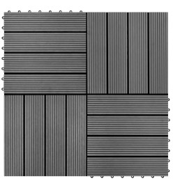 Carreaux de terrasse WPC 30x30 cm 11 pcs 1 m2 Gris