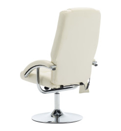 Fauteuil de massage avec repose-pied blanc crème similicuir