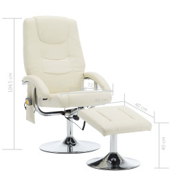 Fauteuil de massage avec repose-pied blanc crème similicuir