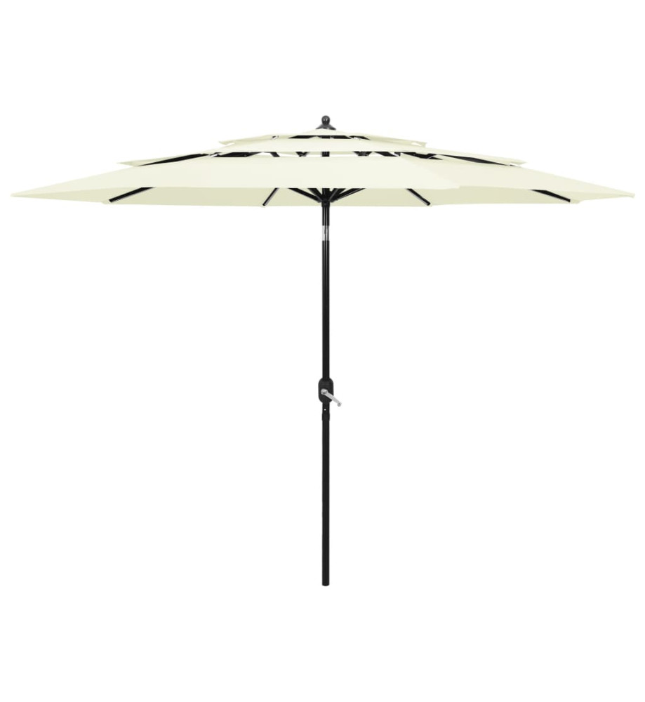 Parasol à 3 niveaux avec mât en aluminium Sable 3 m