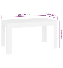 Table à manger Blanc 140x74,5x76 cm Bois d'ingénierie