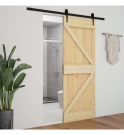 Porte coulissante avec kit de quincaillerie 90x210cm Pin massif