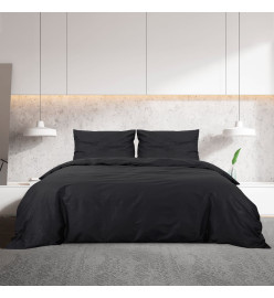 Ensemble de housse de couette Noir 200x200 cm Coton