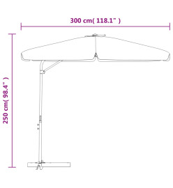 Parasol d'extérieur avec mât en acier 300 cm Blanc sable