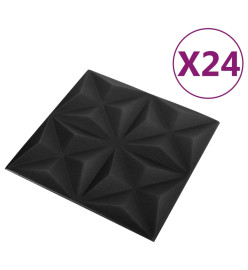 Panneaux muraux 3D 24 pcs 50x50 cm Noir origami 6 m²