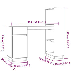 Bureau Blanc 110x53x117 cm Bois massif de pin