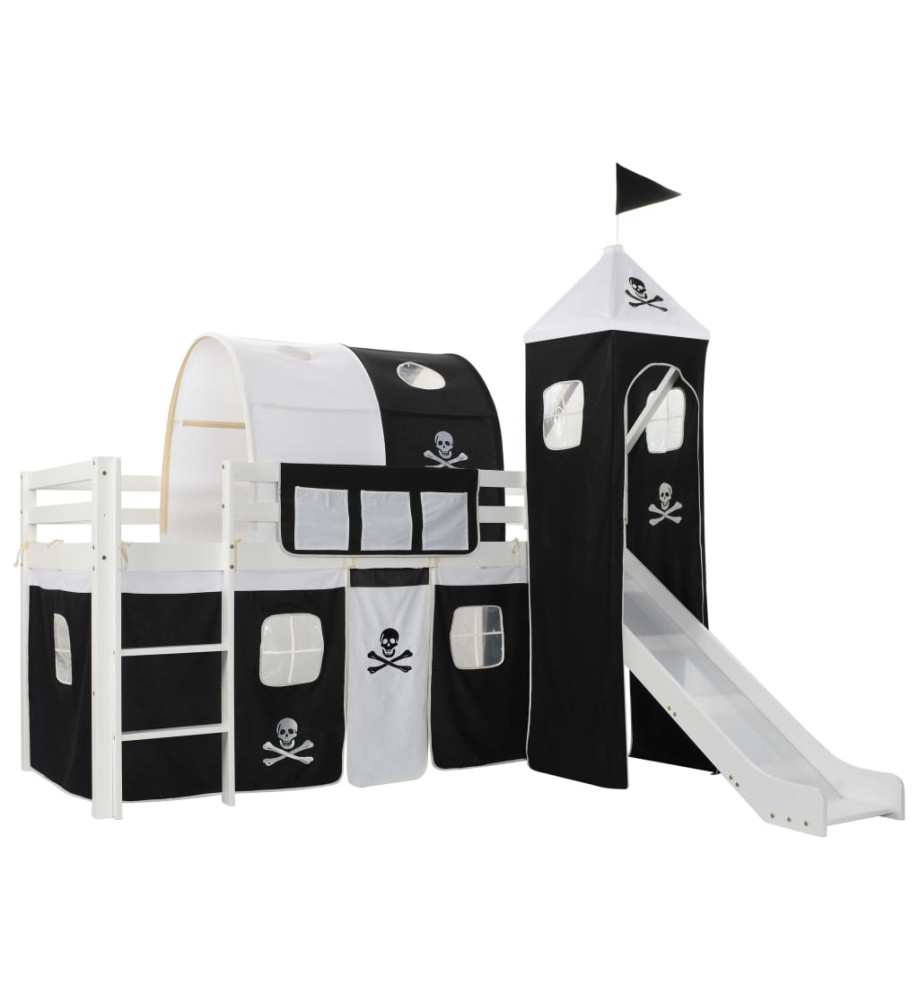 Lit mezzanine d'enfants avec toboggan et échelle Pin 97x208 cm