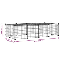 Cage animaux de compagnie à 20 panneaux et porte Noir 35x35 cm