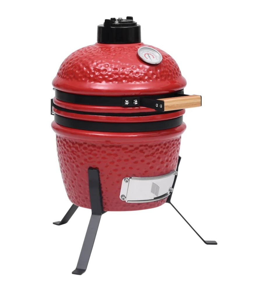 Barbecue à fumoir Kamado 2-en-1 Céramique 56 cm Rouge