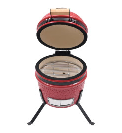 Barbecue à fumoir Kamado 2-en-1 Céramique 56 cm Rouge