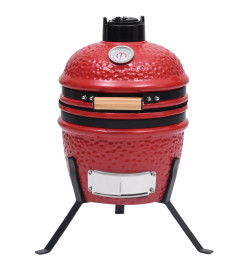 Barbecue à fumoir Kamado 2-en-1 Céramique 56 cm Rouge