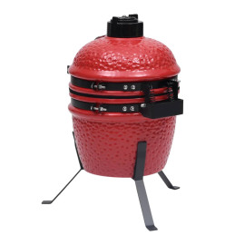 Barbecue à fumoir Kamado 2-en-1 Céramique 56 cm Rouge