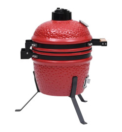 Barbecue à fumoir Kamado 2-en-1 Céramique 56 cm Rouge