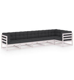 Salon de jardin 6 pcs avec coussins Bois de pin massif