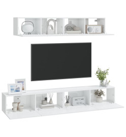 Ensemble de meubles TV 4 pcs Blanc brillant Bois d'ingénierie