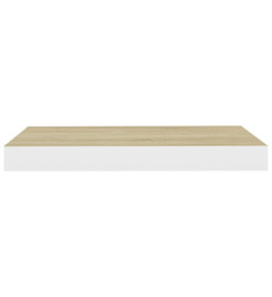 Étagère murale flottante Chêne et blanc 50x23x3,8 cm MDF