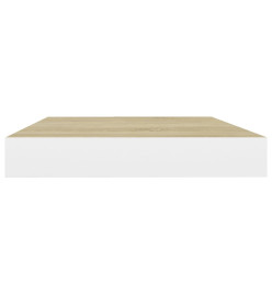 Étagère murale flottante Chêne et blanc 50x23x3,8 cm MDF