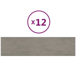 Panneaux muraux 12 pcs Gris clair 60x15 cm Velours 1,08 m²