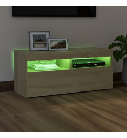 Meuble TV avec lumières LED chêne sonoma 90x35x40 cm