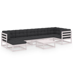 Salon de jardin 8 pcs avec coussins Bois de pin massif