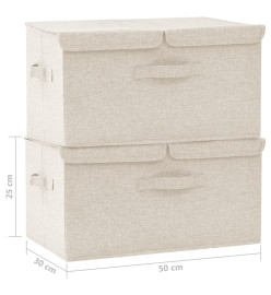 Boîtes de rangement 2 pcs Tissu 50x30x25 cm Crème