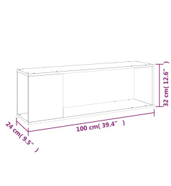 Meuble TV Blanc 100x24x32 cm Aggloméré