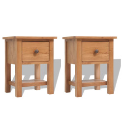 Tables de chevet 2 pcs 36x30x47 cm Bois de chêne massif