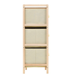 Étagère de rangement 6 paniers Tissu Bois de cèdre Beige