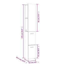 Armoire salle de bain chêne sonoma 25x26,5x170 cm