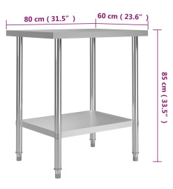 Table de travail de cuisine 80x60x85 cm Acier inoxydable