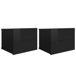 Tables de chevet 2 pcs Noir brillant 40 x 30 x 30 cm Aggloméré