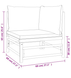 Salon de jardin 2 pcs avec coussins taupe bambou