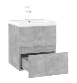 Armoire d'évier avec lavabo intégré Gris béton Aggloméré