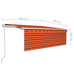 Auvent automatique rétractable avec store 4x3m Orange et marron