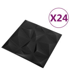 Panneaux muraux 3D 24 pcs 50x50 cm Noir diamant 6 m²