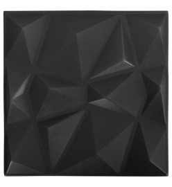 Panneaux muraux 3D 24 pcs 50x50 cm Noir diamant 6 m²