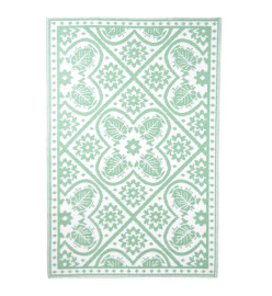 Esschert Design Tapis d'extérieur 182x122 cm Tuiles Vert et blanc