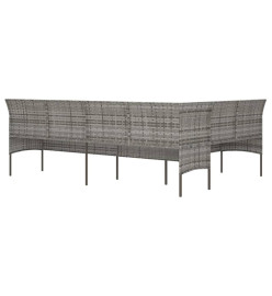 Canapé de jardin en forme de L et coussins gris résine tressée