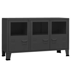 Buffet industriel Noir 105x35x62 cm Métal et verre