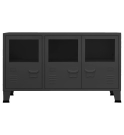 Buffet industriel Noir 105x35x62 cm Métal et verre