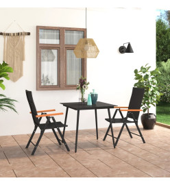 Ensemble de salle à manger de jardin 3 pcs Noir et marron