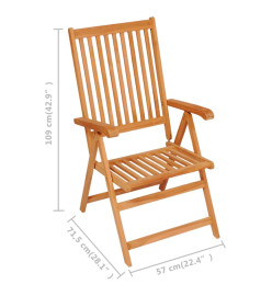 Chaises de jardin 2 pcs avec coussins gris Bois de teck massif