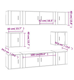 Ensemble de meubles TV 8 pcs Blanc Bois d'ingénierie