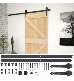 Porte coulissante avec kit de quincaillerie 80x210cm Pin massif