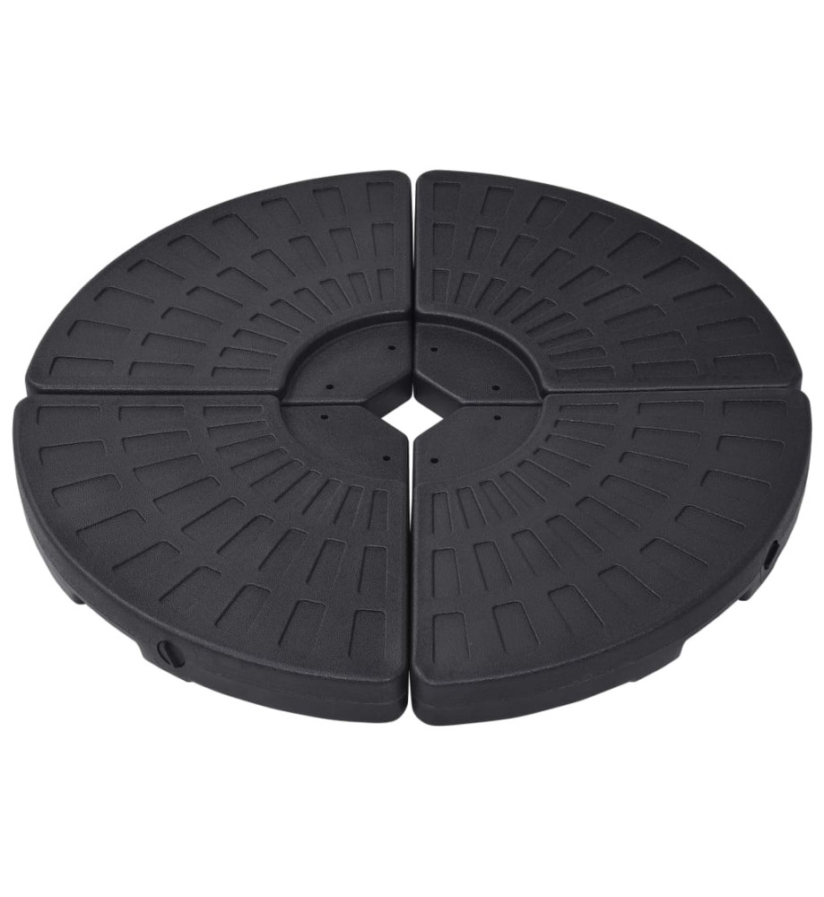 Socle de parasol en forme d'éventail 4 pcs Noir