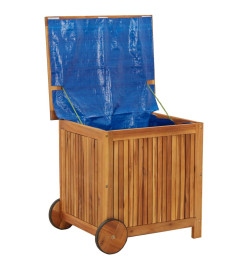 Boîte de rangement de jardin avec roues 60x50x58 cm Bois acacia