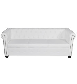 Canapé Chesterfield à 3 places cuir synthétique blanc