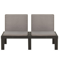 Banc de salon de jardin avec coussin Plastique Gris